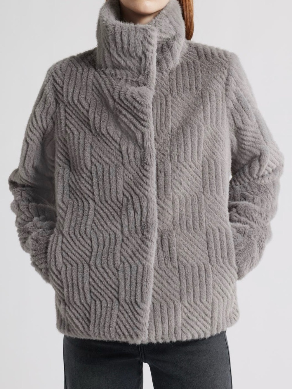 BERNARDO
Square Pattern Faux Fur Coat NWT medium